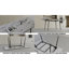 Table de salle à manger 47 po extensible à 63 po en MDF carré à motif de marbre blanc, cuisine industrielle moderne et table de salle à manger, équipée de pieds fuselés en métal noir
