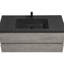Meuble-lavabo flottant 48 po avec lavabo à quartz en sable, gris moderne. Tiroirs à fermeture en douceur pour meuble-lavabo. Bain paisible