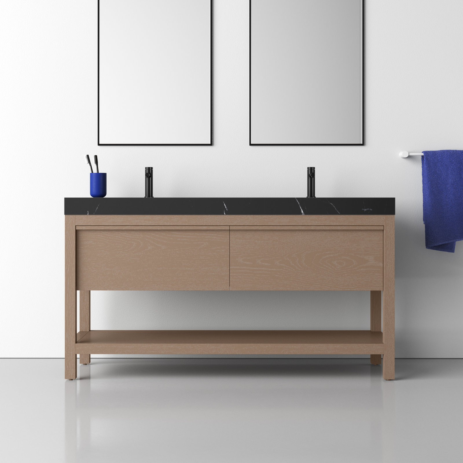 Ariane 60" Cedar Double Bathroom Vanity, Chestnut