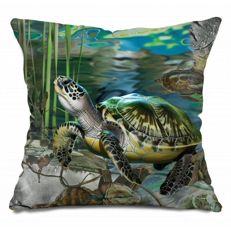Coussin Trendy, H 14 po x l 14 po, Sarcelle / Vert