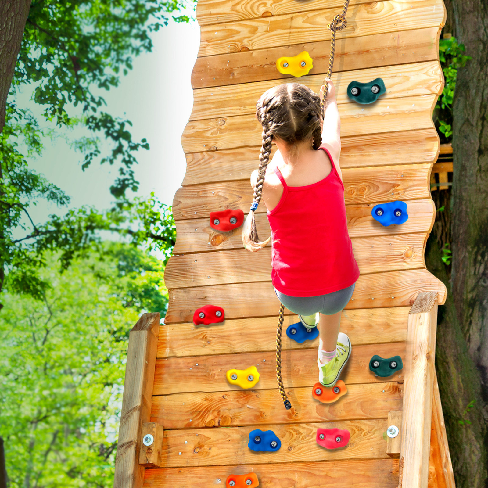 VEVOR 25 Rock Climbing Holds Climbing Rocks with Knotted Rope Handles ...