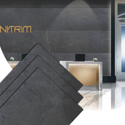 Panneau mural en pierre noire matte de 35,4 po x 23,6 po Falkirk Johnstone (paquet de 1)