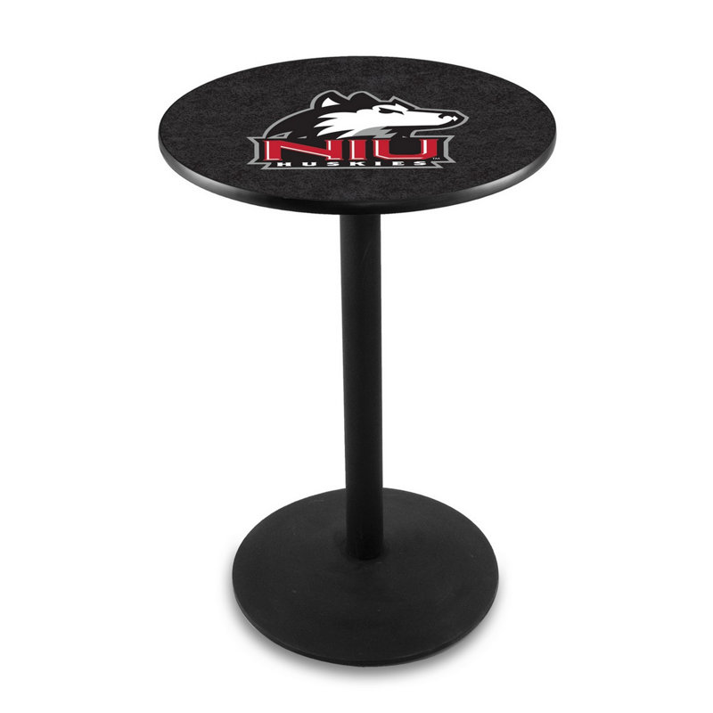 Round Metal Base Dining Table, Black Wrinkle, University of Northern Illinois