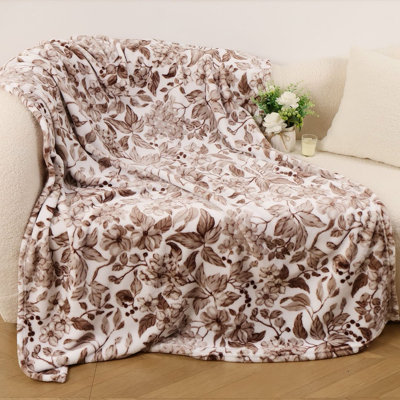 Floral Print Flannel Throw Blanket, Soft Plush Cozy Fleece Blanket for Sofa, Couch, Bed, All-Season Decorative Home Blanket,43x59INCH.