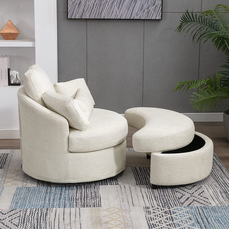 Ivy Bronx Depoliti Oversized Swivel Chair with storage ottoman and