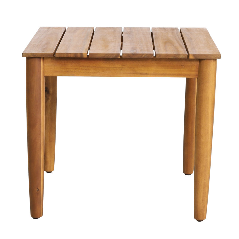 Rustic Wood Table With Slat Ornamentation, 20.59" W X D 18.07" H, Side Of Appearance, 20X20x18.07
