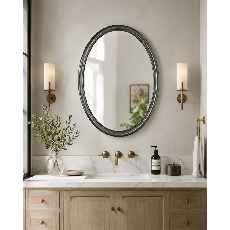 Miroir de salle de bain mural encadré, suspendu vertical ou horizontal, conception décorative légère, Nickel brossé