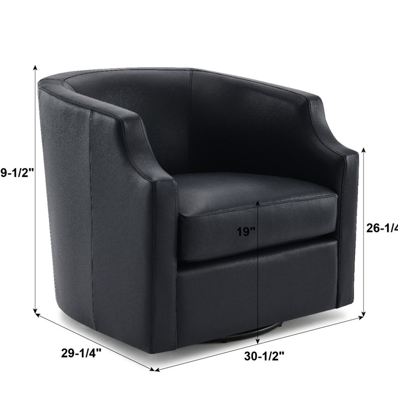 Chaise en cuir à ressorts sinueux - Structure pivotante en bois franc bleu nuit