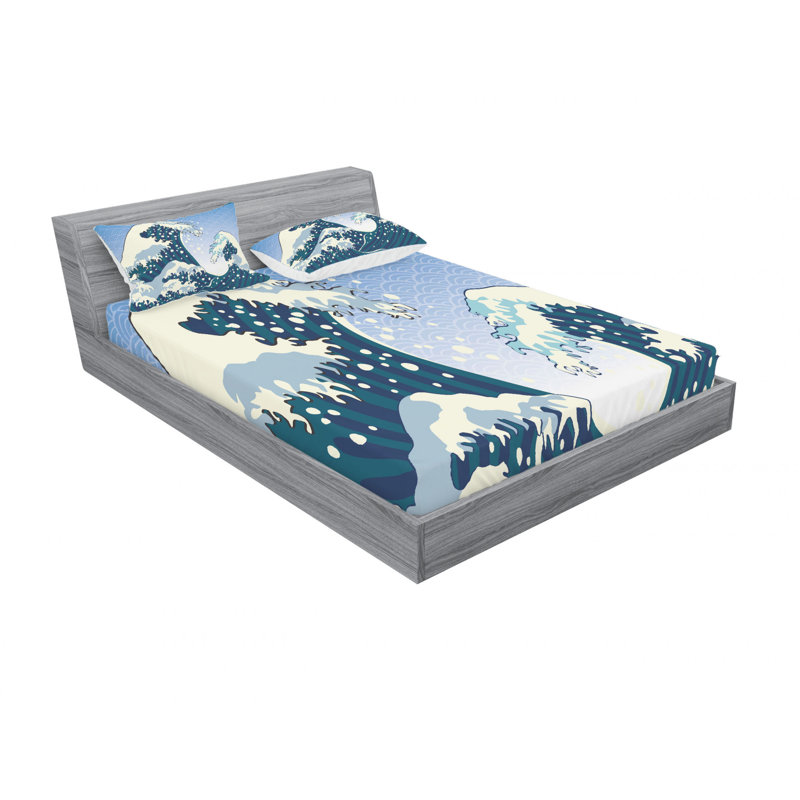 Microfiber Abstract Sheet Set, Queen Sheet Set with Fitted Sheet