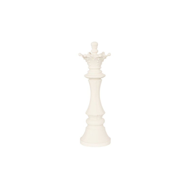 Small Cast Stone Queen Chess Sculpture, Off White
