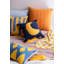 Housse et insert de coussin décoratif carré en patchwork de lune jaune / bleu 18 po x 18 po