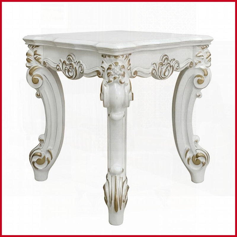 Table basse Antique Pearl pour le salon et amp; Chambre à coucher - Pieds à volutes robustes, surface durable et amp; Charme intemporel
