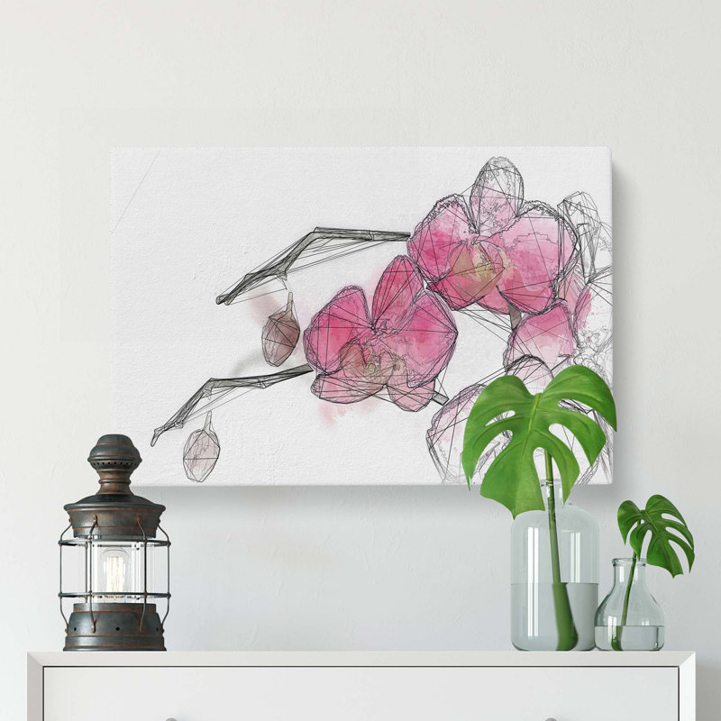 Hot Pink Orchids In Abstract - Wrapped Canvas Print, 50cm H x 76cm W x 3cm D
