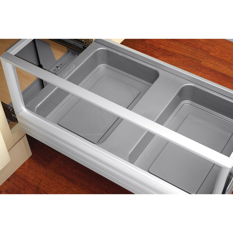 White Plastic Pull-Out Kitchen Waste Container with Soft-Close Slides