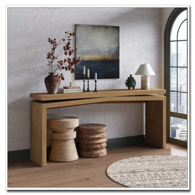 Console 65 pouces en placage de bois massif rustique