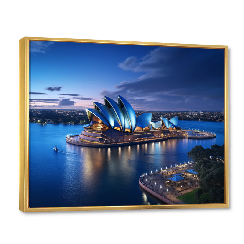 Australie, Sydney, icônes IV, impression sur toile, H 24 po x l 32 po x P 1 po, Cadre flottant doré