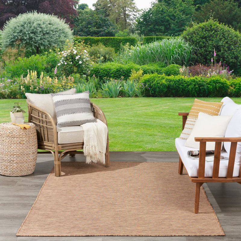 Lillehammer Solid Indoor/Outdoor Area Rug, Rectangle 7' x 10', Jute