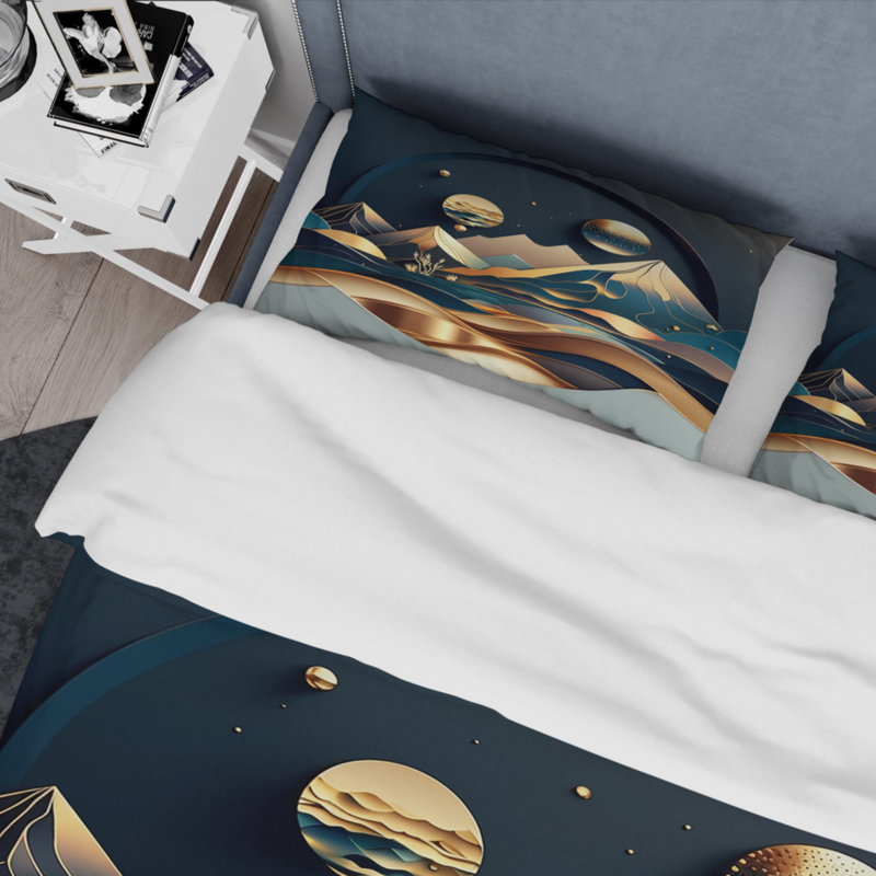 Ensemble de housse de couette en microfibre / polyester Dreamy Golden Mountain I Bedding