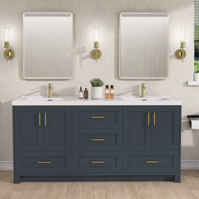 72 Inch Freestanding Bathroom Vanity With Double Sink Combo Set Solid Wood Modern Storage Cabinet -  ZEAFIVE, 72 Vanity Set SBTS-NV