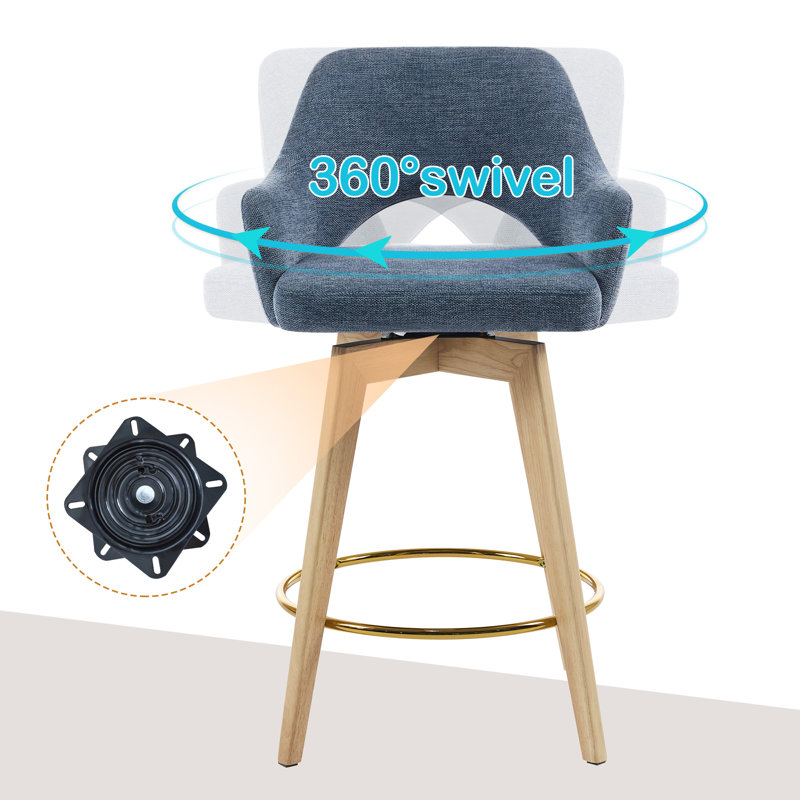 Lovetro Swivel 26.77" Linen Counter Stool