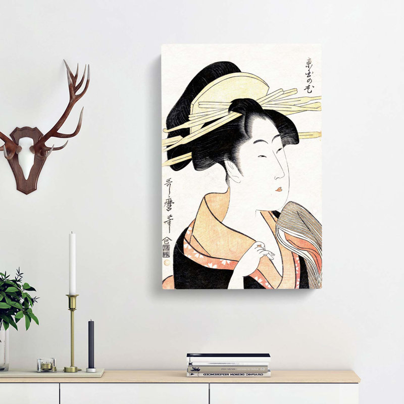 Azumaya No Hana by Kitagawa Utamaro - Wrapped Canvas Painting, 50cm H x 35cm W x 3cm D