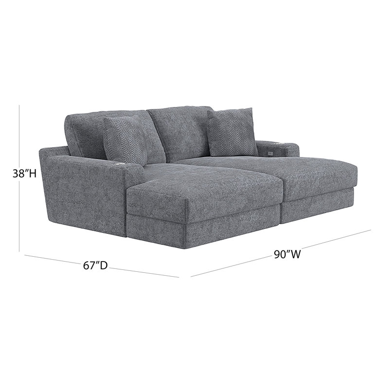  Canapé modulaire rembourré Choni, Mélange de polyester gris