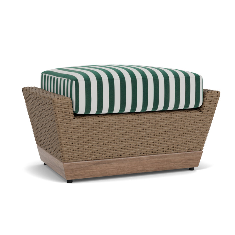 Charisma Rectangle Outdoor Ottoman Patio Ottoman, Safari/White Stripe