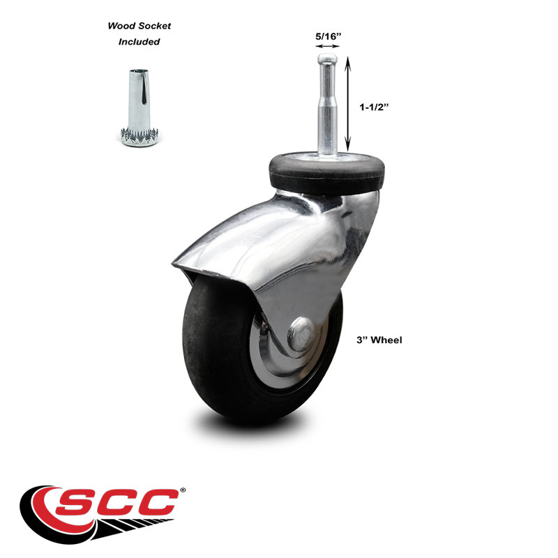 Grip Neck Stem Caster, Bright Chrome