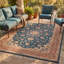 Tapis Kingsley traditionnel surteint uni bleu sarcelle, or et crème, lavable en machine, antidérapant, à poils courts, pour l'intérieur et l'extérieur, adapté aux animaux domestiques, idéal pour le salon, la chambre, la salle à manger, l'entrée, le couloir ou le bureau.-1015815381