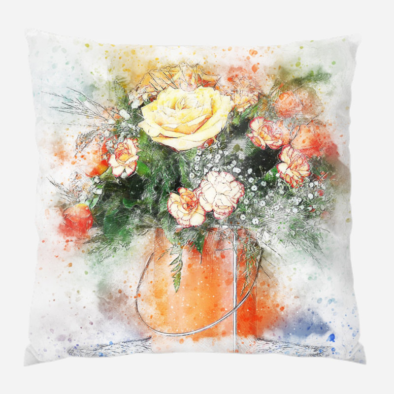 Coussin Flowers, Microsuède, Intérieur