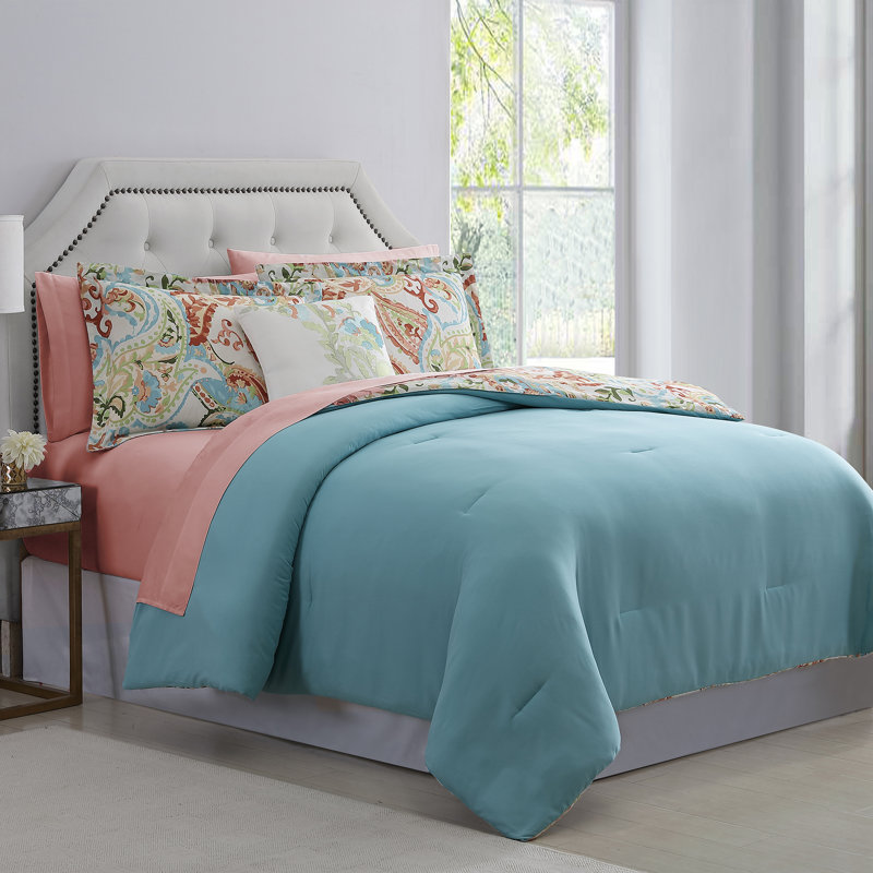 Modern & Contemporary Polyester Coverlet, Queen Coverlet + 2 Standard Shams, Blush/Silver