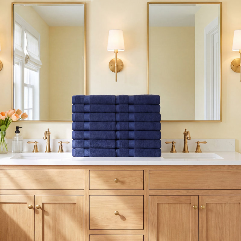  Essuie-mains léger à séchage rapide 100% coton Franklin, Marine, 24 Pieces Towel Set