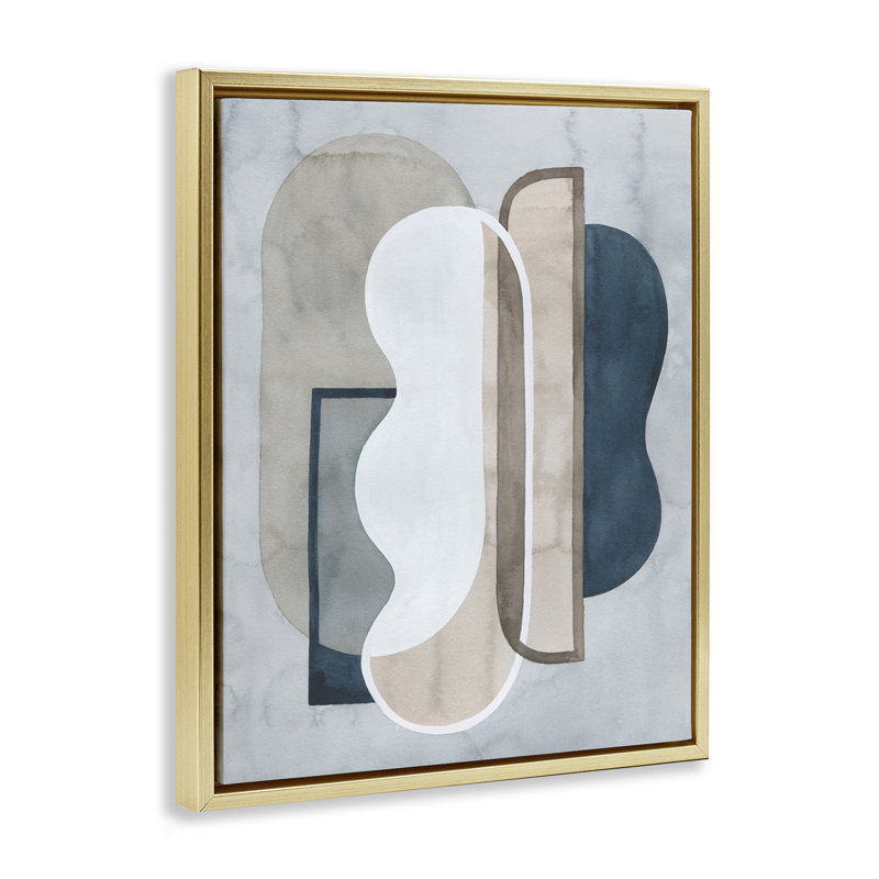 "Layered Wavy Shapes", art mural encadré par Tim Otoole, Cadre flottant métallique doré, H 31 po x l 25 po