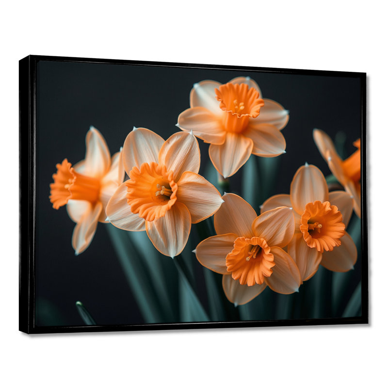 Gaige - jonquilles, impression d'art mural, H 24 po x l 32 po, Cadre flottant noir