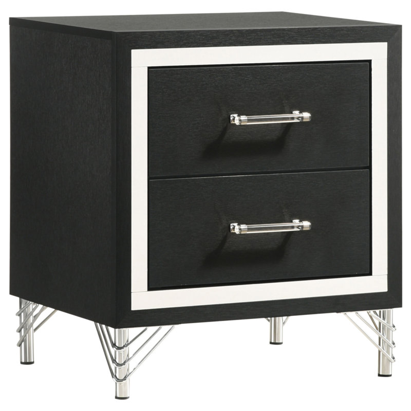 Malcolm Black 2-Drawer Nightstand Bedside Table