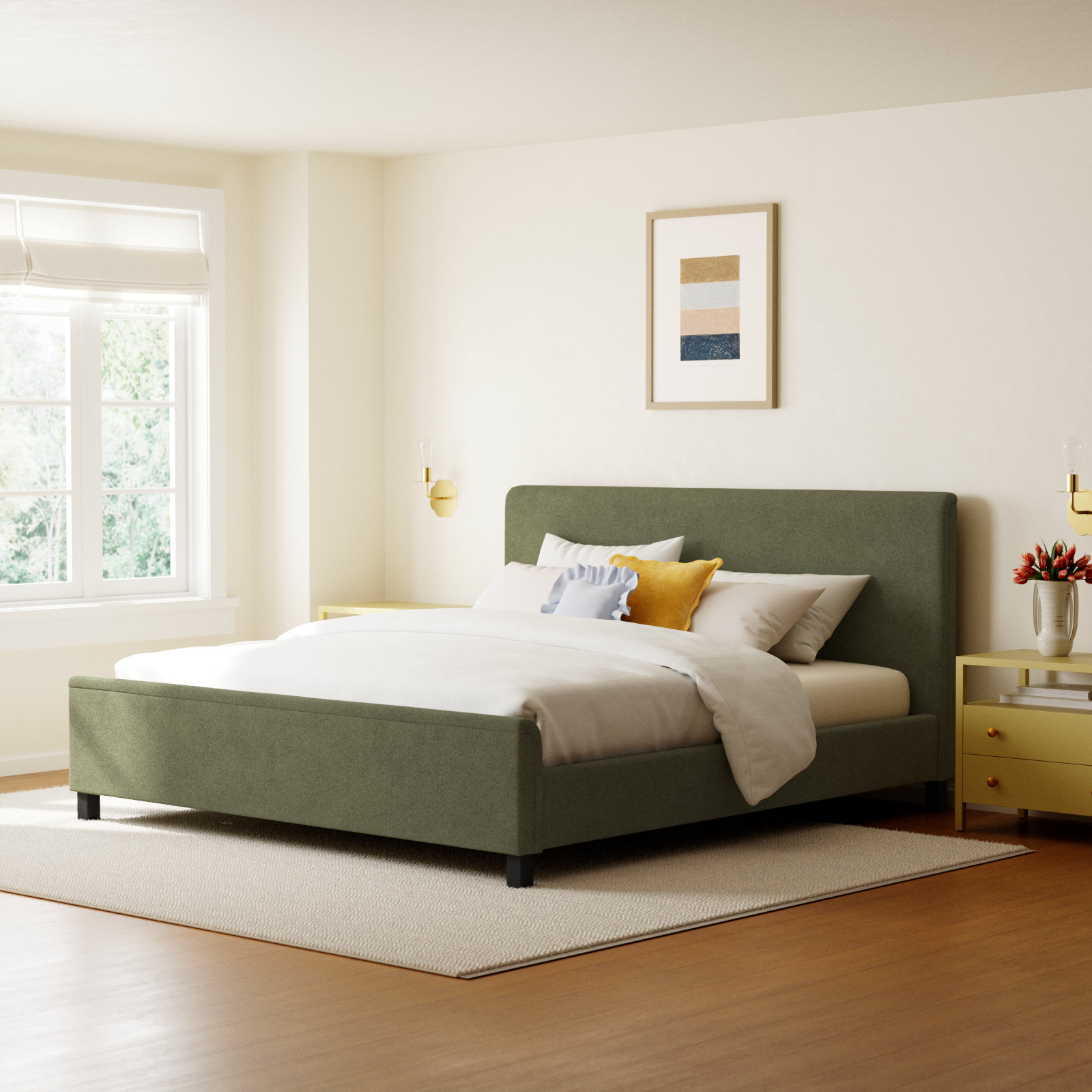 Maisara Bed, Queen, Sage Green