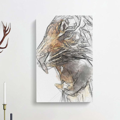 The Fierce Tiger in Abstract - Wrapped Canvas Drawing - Wrapped Canvas
