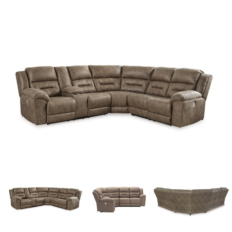 Jaydene Faux Leather Power Reclining L-Shaped Sectional, Right Hand Facing