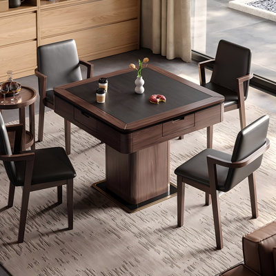 Table de salle à manger et de Mahjong en bois massif brun pour règles chinoises