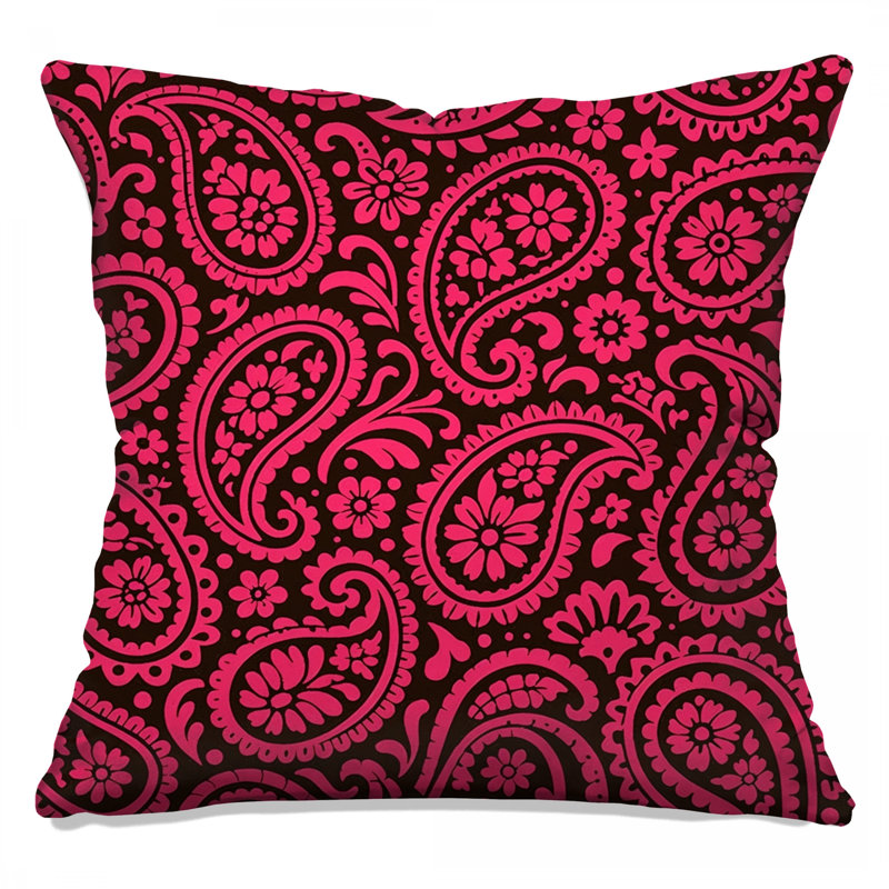 Coussins décoratifs à motif cachemire rose, 16 x 16 pouces
