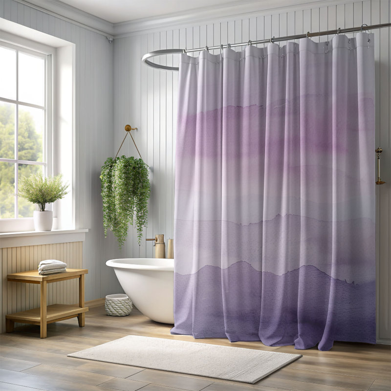 Soft Lavender Shades - 1 Piece Standard Shower Curtain, 74" H x 71" W