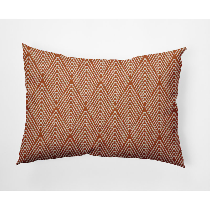 Lifeflor Geometric Indoor/Outdoor Reversible Throw Pillow, Orange Geometric