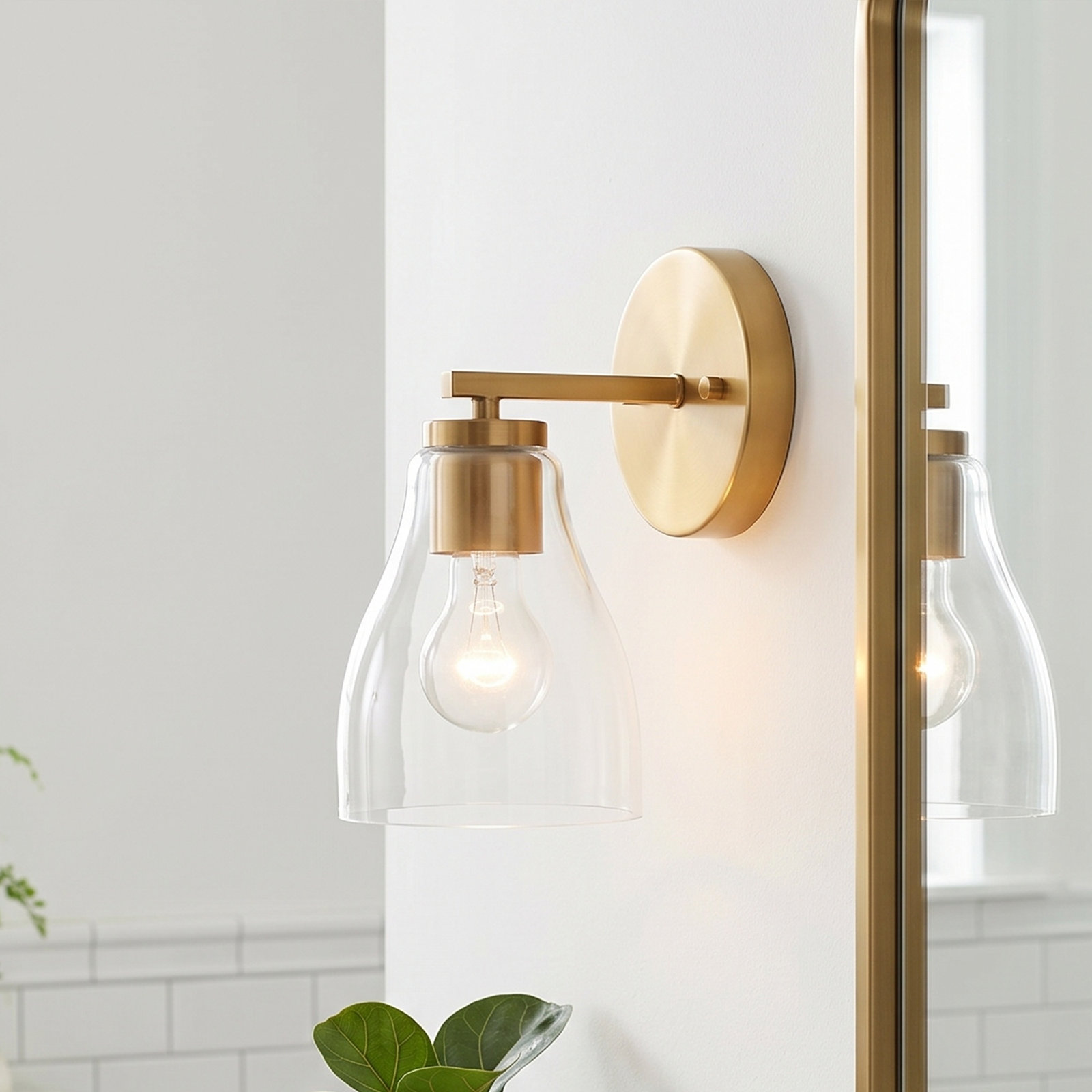Keston Dimmable Vanity Light, Brushed Brass, 1 Light, 10" H x 5.2" W x 6.5" D