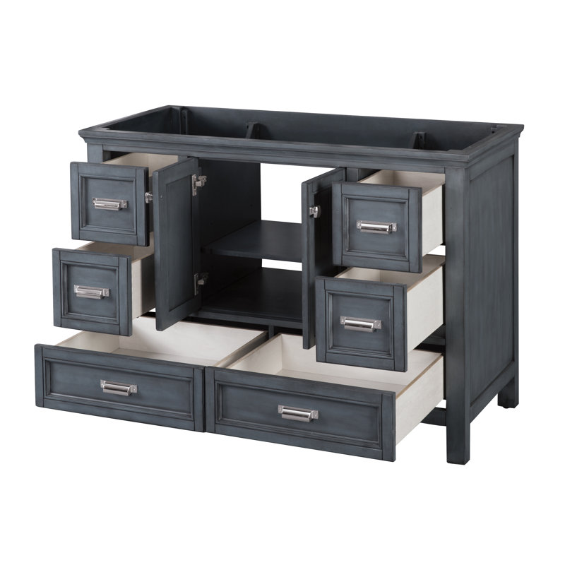 49'' Single Bathroom Vanity with Top, White, Harbor Blue