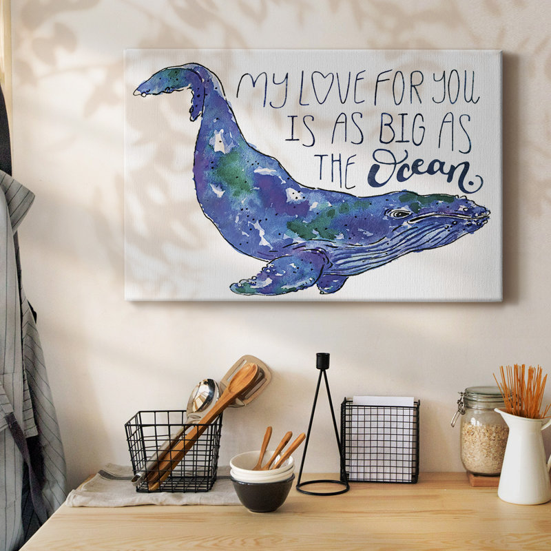 «Whale Love II», toile tendue avec châssis, H 12 po x l 18 po