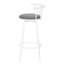 Tabouret de bar, ensemble de 2, pivotant, hauteur de bar, métal blanc, tissu gris, contemporain, moderne