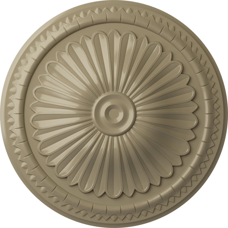 Médaillon de plafond Endurathane Whitman, DE 13 po x P 1 3/8 po (pour les auvents jusqu'à 3 3/4 po), fini craquelé de bière racinaire peint à la main