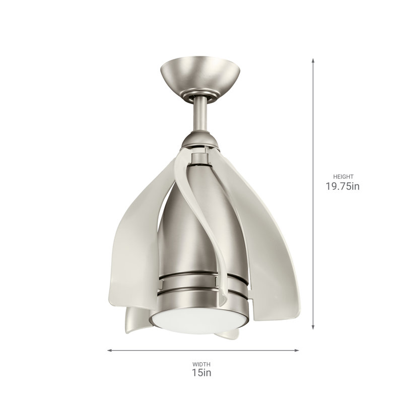 Ventilateur de plafond à 5 pales rétractables à DEL de 5 po avec télécommande et ensemble d'éclairage Terna, Nickel brossé