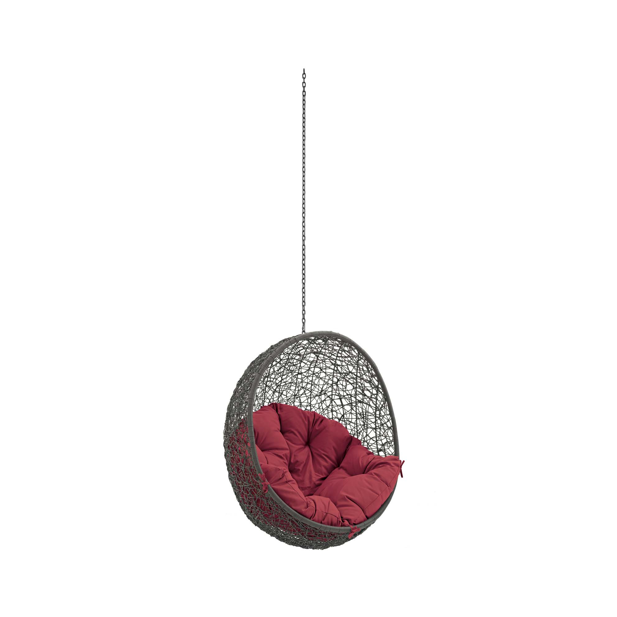 Modway Hide Outdoor Patio Swing Chair Without Stand, Gray/Red