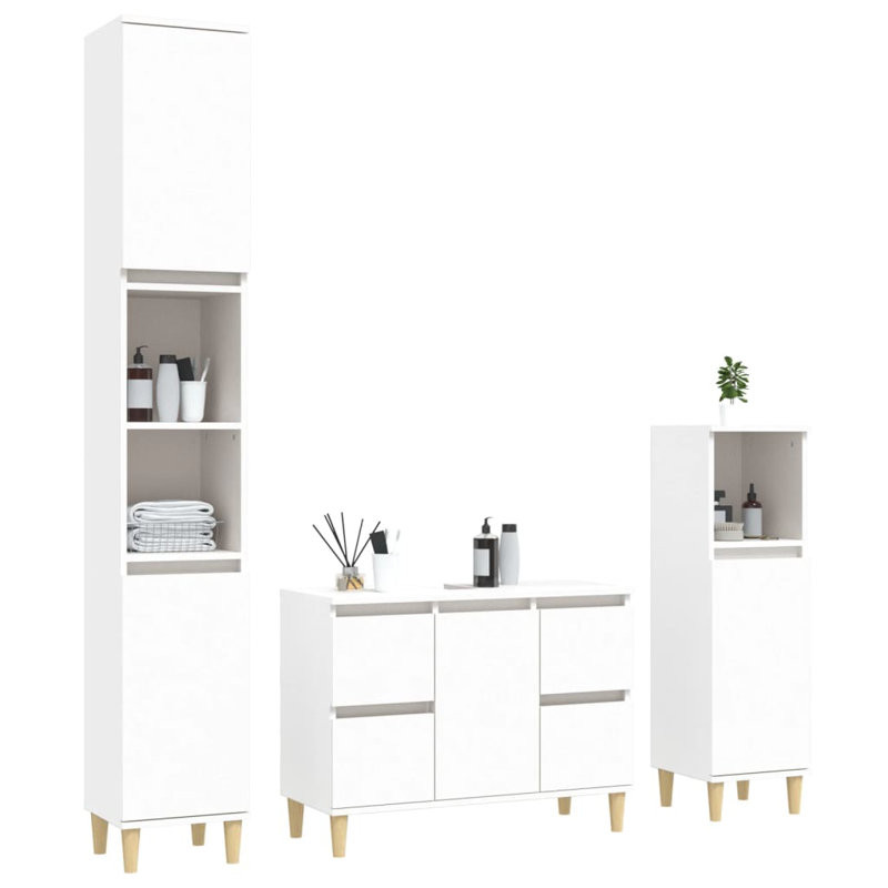 Afner Bathroom Storage Furniture Set, White